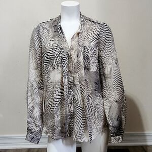 Ann Taylor Loft Animal Print Button Down Top Womens Small